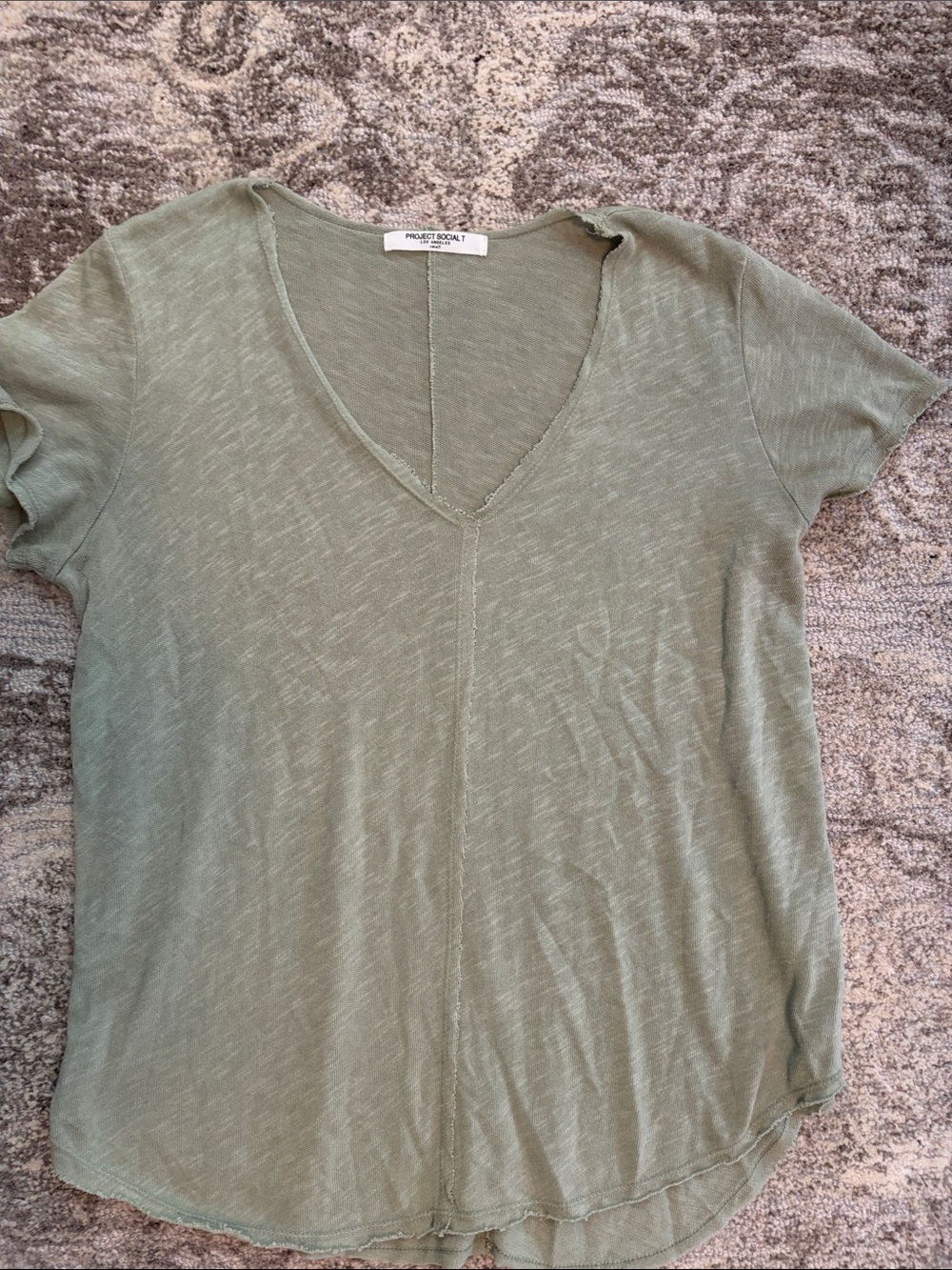Project Social T Sage Green V-Neck Short Sleeve Tee